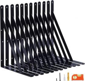Nd-1214bsb Neodrop 12-pack 14 Inch Heavy Duty Shelf Brackets Large Wall Bracket Black