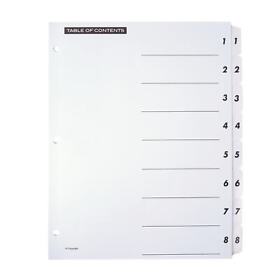 3585404622 Office Depot Table Of Contents Index With Preprinted Tabs Numbered 1-10 White