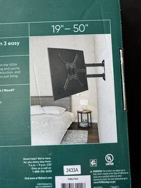 2433a Onn. Full Motion Tv Wall Mount 19-50 Inch Swivel Tilt Vesa 400x400 Black