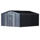 845-031v01 Outsunny Peak Metal Sliding Shed 11 Ft. X 12.5 Single Lockable Door In Gray