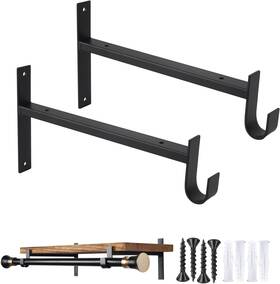 Ovov111112 Ovov Closet Rod Bracket Heavy Duty 8 Inch Shelf Brackets Black
