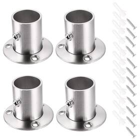 Ownmy 610895372689 4 Packs Stainless Steel Pole Sockets Flange Rod Holder Silver Tone