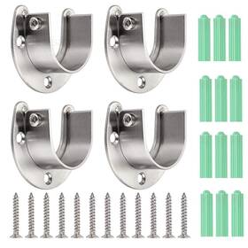 Ownmy 631384987801 4 Packs Closet Rod End Supports Brackets 1-1/2 Inch Diameter U Silver Tone