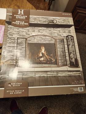 15914 Panacea Products Colonial Dark Brown Oak Leaf Design Fireplace Screen 32 X 50 6