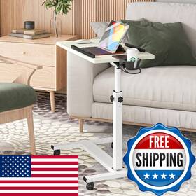 B0g4v76vly Panta Height Adjustable Rolling Laptop Stand Overbed Table With 2 Tilting Deskt