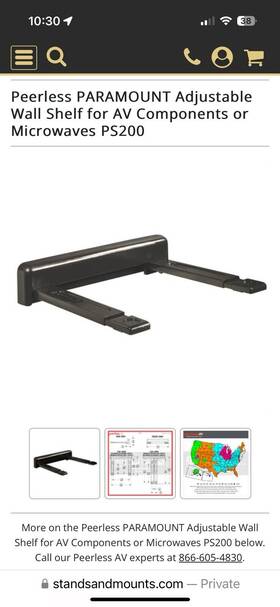 Ps200 Peerless 735029253402 Peerless-av Wall-mount Adjustable Shelf For A/v Equipment