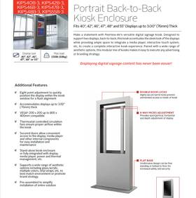 Kip555s Peerless-av Floorstanding Back-to-back Portrait Kiosk For Two 55 Inch Displays