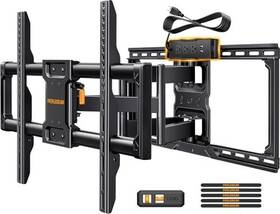Perlegear 810158822566 Full Motion Tv Wall Mount With Power Strip For 42 90 Inch Tvs Up To