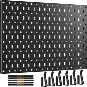 Pgpb01b Perlegear Metal Pegboard 20 Lbs Max Load Wall Organizer With 6 Hooks Black