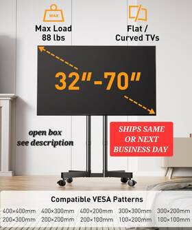 Pgtvmc14  Perlegear 32-70 Inch Rolling Tilting Mobile Tv Floor Stand Casters Adjustable Flat Curved Lcd