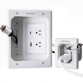 Pgwh03w-us Perlegear Cord Hider For Wall Mount Tv With Ac Outlets Usb-a And Usb-c Ports In-wall