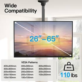 B07wcnygm1 Perlesmith Ceiling Tv Mount For 26-65 Inch Flat Screen Displays