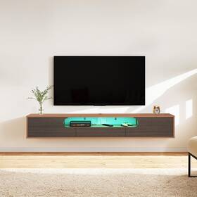 Pmnianhua 741960533268 Floating Tv Stand With Led Lights 63ftft Wall Mounted Cabinet Under