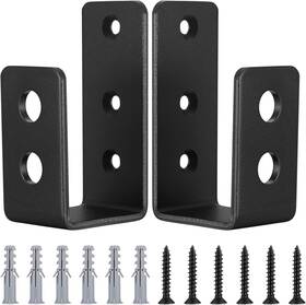0024 Qiwuhai 2 Pcs 2x4 Door Barricade Brackets Heavy 3.6x1.93x1.57 Inch Square Edge