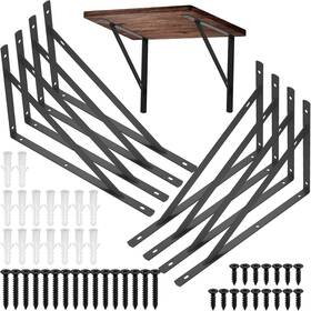 7qwhus24-008-0011 Qiwuhai 8 Pcs Heavy Duty Shelf Brackets Floating Metal 11.81 Inch X 7.48 Black