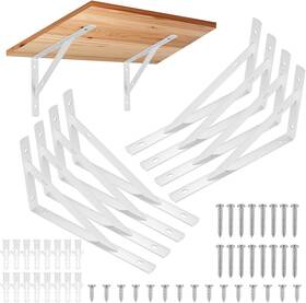 7qwhus24-008-0041 Qiwuhai 8 Pcs Heavy Duty Shelf Brackets Floating Metal 7.87x4.72 Inch White Black