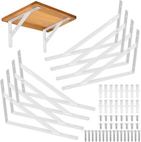 7qwhus24-008-0042 Qiwuhai 8 Pcs Heavy Duty Shelf Brackets Floating Metal 9.84 X6.29 Inch White Black