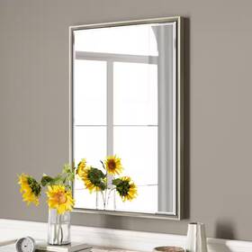 Queenfun 711181834321 Onabella 24 Inch W X 36 H Rectangular Aluminum Thin Framed Wall Mount Beveled