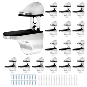 Dg35192 Qwork Glass Shelf Bracket 16 Pack Adjustable Wall Mounted Silver