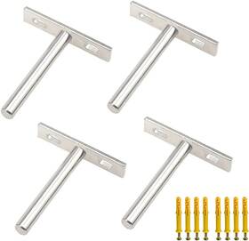 Rannb 704630708939 Floating Shelf Brackets 3 Inch Length Blind Silver Tone
