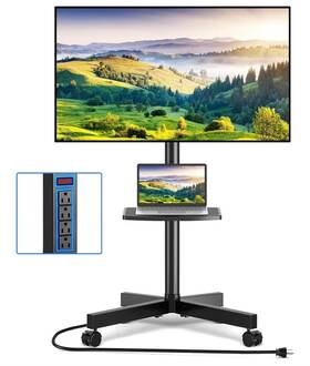 Dmt2004a Rfiver Mobile Tv Cart With Power Outlet Rolling Stand For 23-65 Inch Up To 88 Lbs