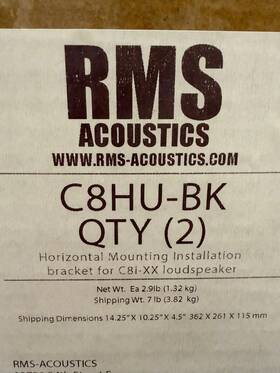 C8hu-bk Rms Acoustics Horizontal Mounting Installation Bracket For C8i-xx Qty 2