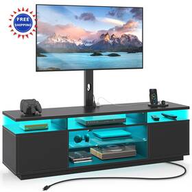 Hq-dshg020-01 Rolanstar Tv Stand With Mount And Power Outlet 51.2 Adjustable Led Swivel Inch