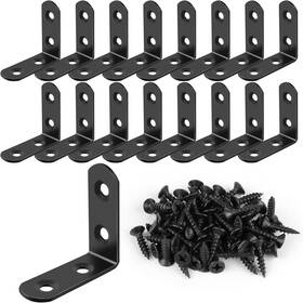 Romeda 799793609995 16 Pcs L Bracket Stainless Steel Corner Brace 16pcs 40 40mm Black