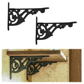 Sakega 880844935504 Mystic Colonial Cast Iron Shelf Brackets Set Of 2 10.5 6 Inch X 4. 1/4 Black