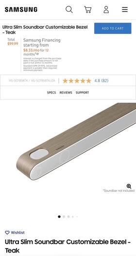Samsung 76843 Ultra Slim Soundbar Customizable Bezel Cover Only Teak Vg-scfbs8tk Skin