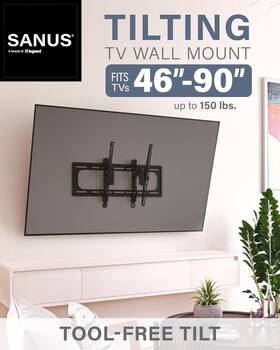 Vdlt16-b1 Sanus 793795532619 Tilting Tv Wall Mount For Large Tvs 46 Inch To 90 - Premium Tilt