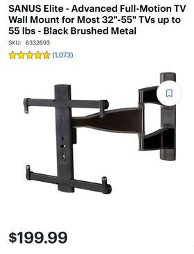 Bmf320-b1 Sanus Elite - Advanced Full-motion Tv Wall Mount For Most 32 Inch -55 Tvs Up To 55
