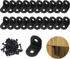 Soogree 750250659250 20 Pcs L Bracket Corner Brace Sets Black Stainless Steel Short