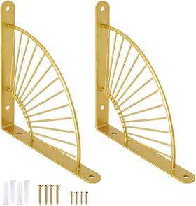 Al-6417675673462 Sveudvdis 2 Pack Gold Shelf Brackets 10 Inch Metal Shelves Bracket Wall