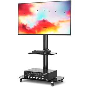 Tf8001 Tavr Furniture Mobile Rolling Tv Stand Cart With Wheels For 32-65 Inch Tvs Black