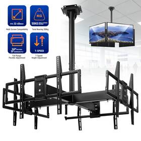 Toyandona 1f191158ox9mk18002 Ceiling Tv Mount 32-65 Inch 440lbs 360 /35 Swivel Tilt Height Adjustable 4 Sided