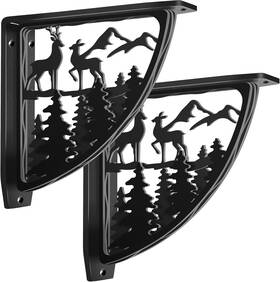 Tpf24-322-deer-8 Twentynext 2 Pack Fireplace Mantel Brackets Heavy Duty Floating 8inch Black