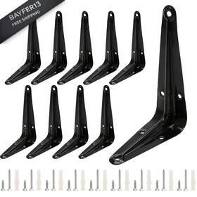 Uenhoy210802-014 Uenhoy 10 Pack Black Shelf Brackets 4 X 3 Inch Metal Floating
