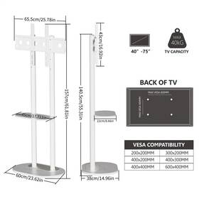 0de20235112 Unho Universal Tv Stand 40 To 75 Inch Free Standing Floor Adjustable Height
