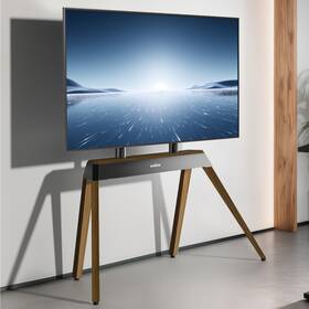 0de20235315 Unho 40-86 Inch Heavy Duty Tv Floor Stand Vintage Mount W Wood Trapezoidal-frame