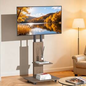 0de20235962 Unho Mobile Tv Floor Stand Height Adjustable 40-75 In Cart Mount With Lockable Wheel