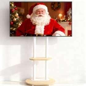 0de20236183 Unho Rolling White Tv Stand 40 75 Inch Freestanding Floor Stands Height Adjustable