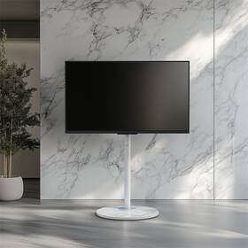 Unho 427272129681 40 Inch -75 Adjustable Height Floor Tv Stand With Swivel Mount Marble Base &casters