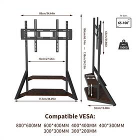 Fgdh645h4858745 Unho Heavy Duty Tv Stand 40-100 Inch Floor For Lcd/led With Wood Storage Shelves