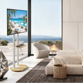 Gd599els641 Unho Heavy Duty Mobile Tv Floor Stand Height Adjustable For 40-75 Inch Lcd/led