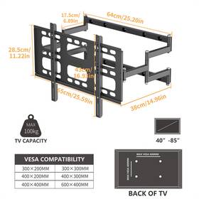 Kh4dhqetegjsvpoi Unho 40-100 Inch Rotating Tv Mount Heavy Duty Metal Wall Bracket For 42-100 Screen