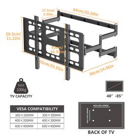 Nsju2mwkgah Unho Full Motion Articulating Tv Monitor Wall Mount For 40-100 Inch Led Lcd Flat Panel