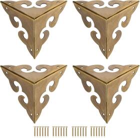 21092300 Uxcell 44x44x44mm Metal Box Corner Protectors Brass Edge Guard Bronze Tone