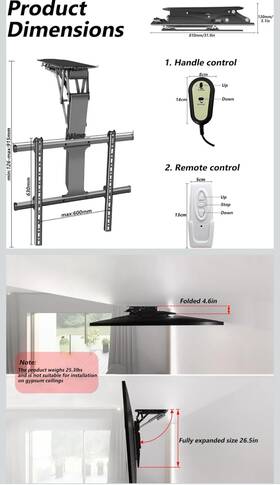 Pgcm10-us Vesa Electric Ceiling Tv Mount With Remote For 32-70 Inch Flat Screen Tvs