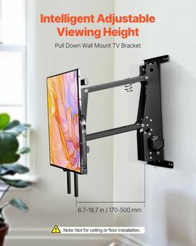 Vevor 197988125709 Motorized Tv Wall Mount 32-65 In Electric Fireplace Black